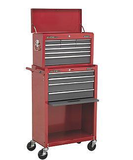 Sealey AP2500COMBO10 14 Drawer Topchest & Rollcab Combination - Black/Grey with FREE Tools