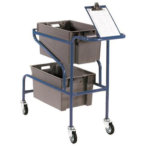 All steel order selecting trolley with 2 plastic nest boxes OPC103