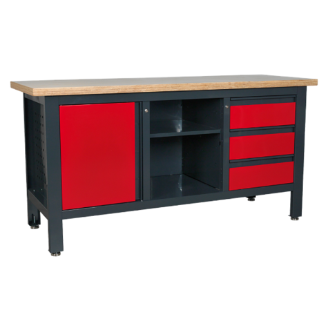 Workstation Sealey AP1905B with 3 Drawers 1 Cupboard & Open Storage