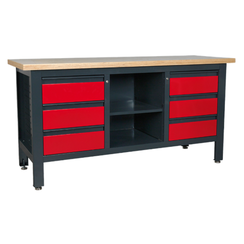 Workstation Sealey AP1905D with 6 Drawers & Open Storage