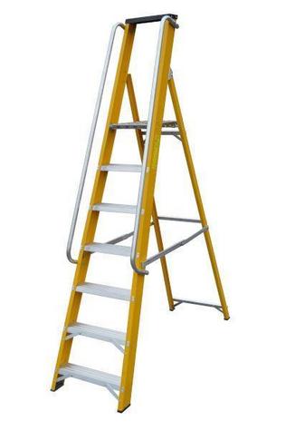 Glassfibre Platform Steps Lyte NGFBP7HR 7 Tread with handrails - main image