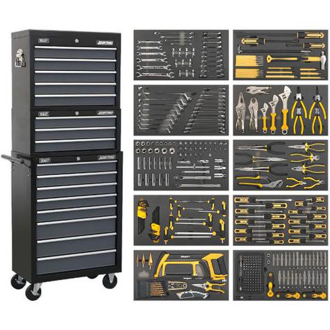 Tool Chest Combination Sealey AP35TBCOMBO-Black/Grey & 420pc ToolKit