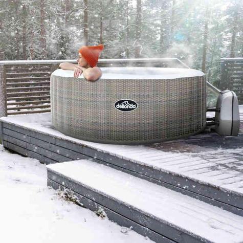 Hot Tub Inflatable Dellonda DL90  for 2-4 People Rattan Effect
