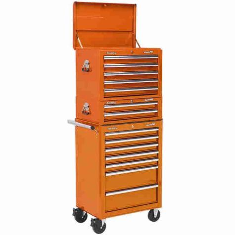 Tool Chest Combination Sealey APSTACKTO 14 Drawer - Orange