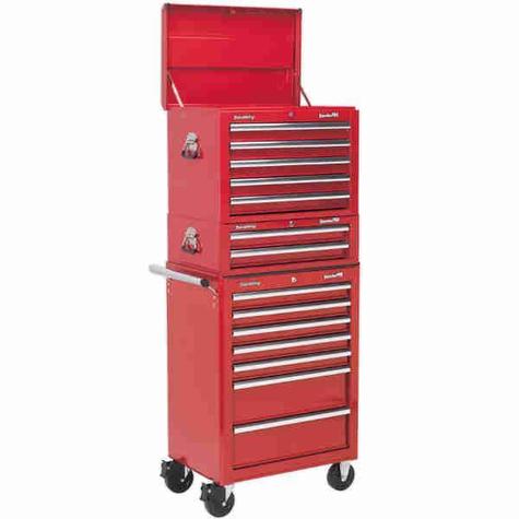 Tool Chest Combination Sealey APSTACKTR 14 Drawer - Red