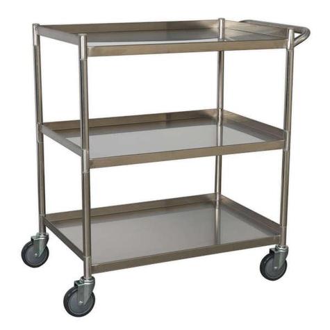 Workshop Trolley CX410SS Sealey 3-Level Stainless Steel