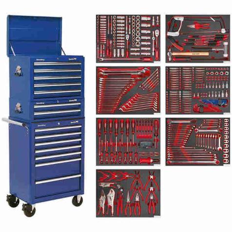 Tool Chest Combination Sealey TBTPCOMBO5 c/w 446pc Tool Kit - Blue