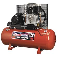 Sealey SAC62710B Compressor 270ltr Belt Drive 10hp 3ph 2-Stage with Cast Cylinders