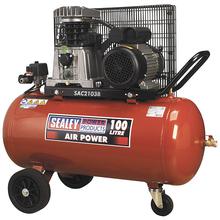 Sealey SAC2103B Compressor 100ltr Belt Drive 3hp with Cast Cylinders & Wheels