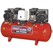Sealey SAC1276B Compressor 270ltr Belt Drive 2 x 3hp with Cast Cylinders