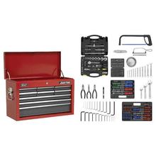 Sealey AP22509BBCOMB Topchest 9 Drawer - Ball Bearing Runners - Red/Grey with 196pc Tool Kit