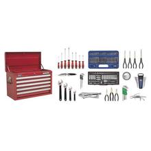 Sealey AP33059COMBO Topchest 5 Drawer with Ball Bearing Runners - Red & 137pc Tool Kit