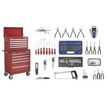 Sealey APCOMBOBBTK55 Tool Chest Combination 10 Drawer - Ball Bearing Runners - Red with 146pc Tool Kit